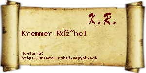 Kremmer Ráhel névjegykártya